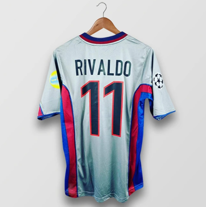 1999-2001 Barcelona Retro Away Kit Soccer Jersey RIVALDO #11